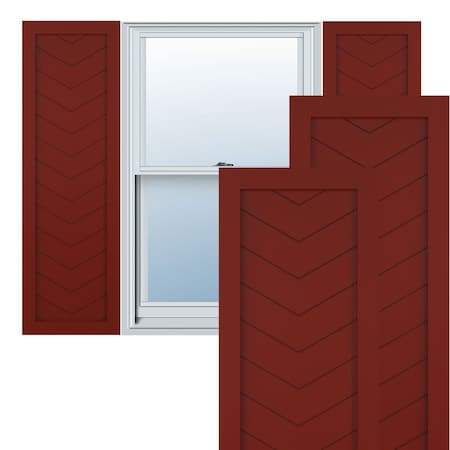 True Fit PVC Single Panel Chevron Modern Style Fixed Mount Shutters, Pepper Red, 15W X 37H